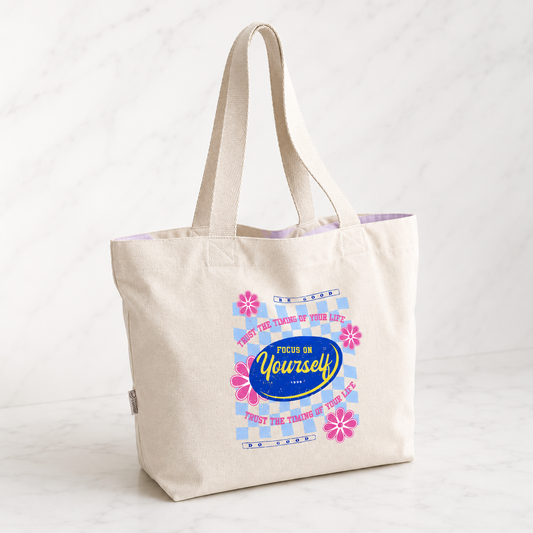 Tote bag NINA in cotone riciclato — borsa personalizzabile con stampa DTF e cerniera