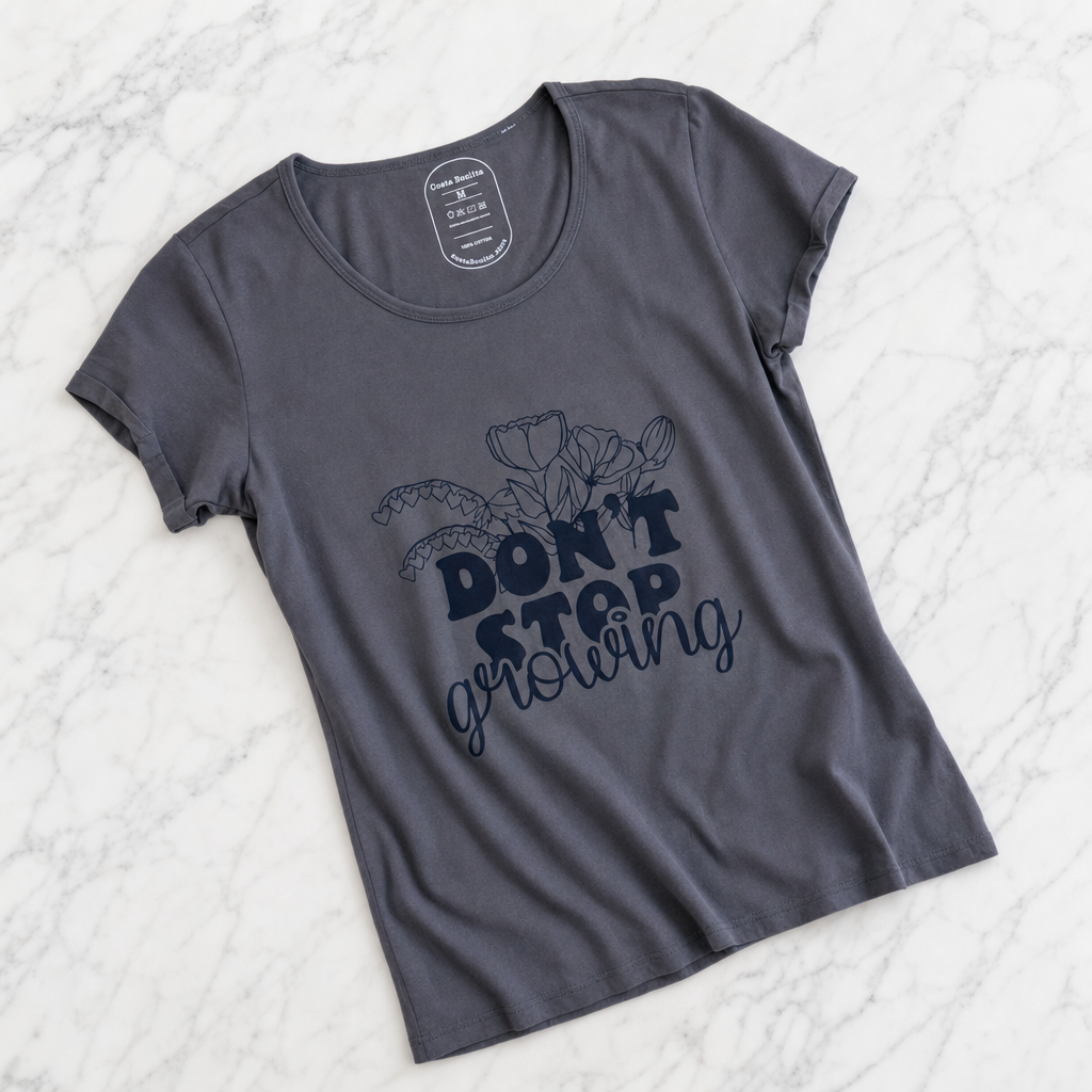T-shirt Don't Stop Growing grigia