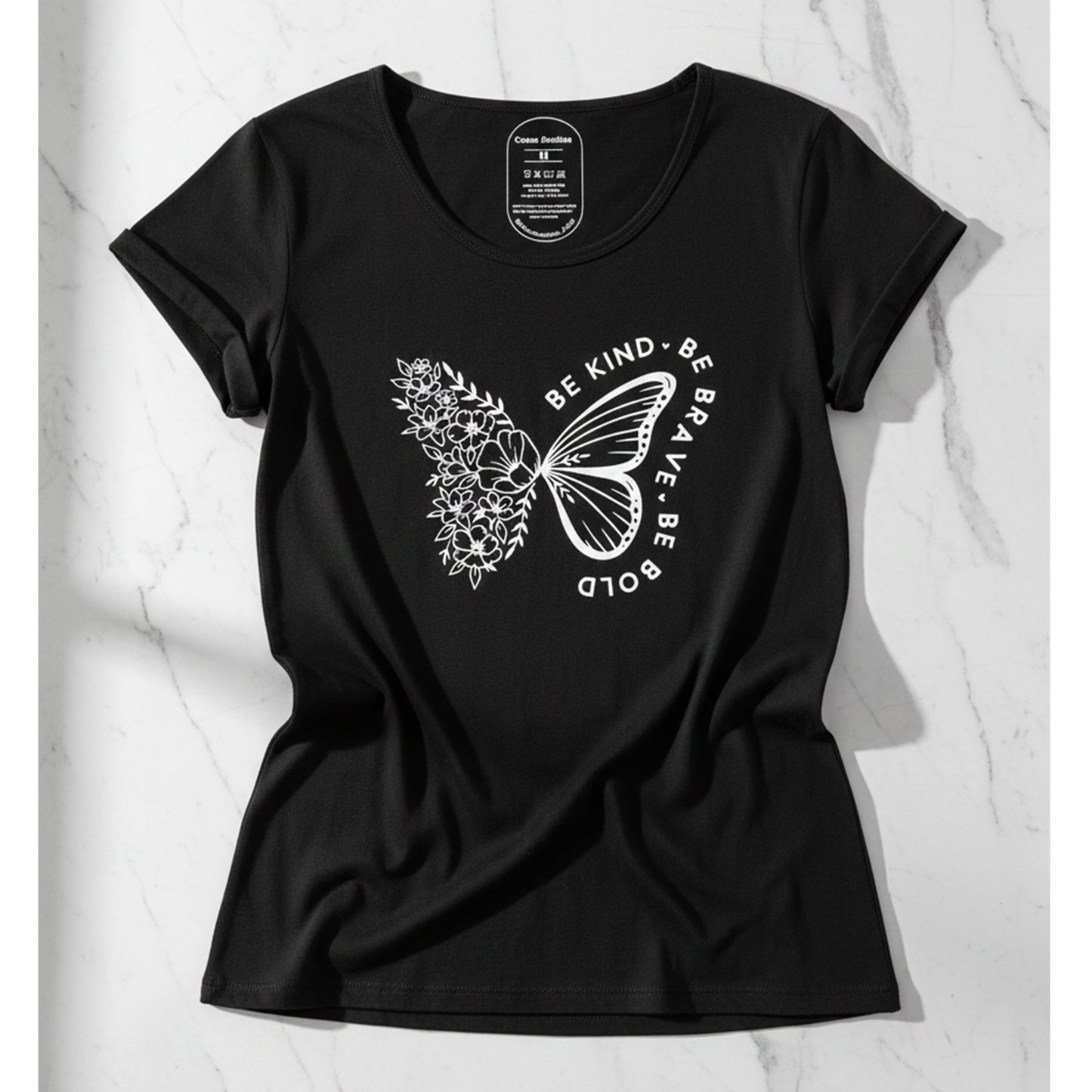 T-shirt Be Kind Be Brave Minimal Chic - vista frontale