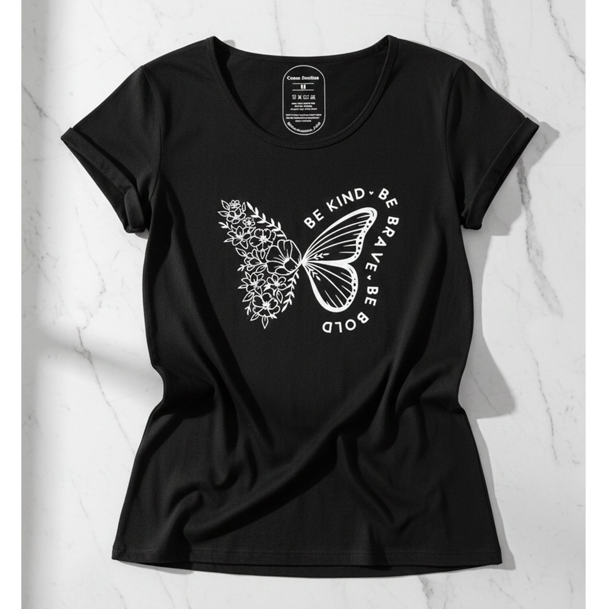 T-shirt Be Kind Be Brave Minimal Chic - vista frontale