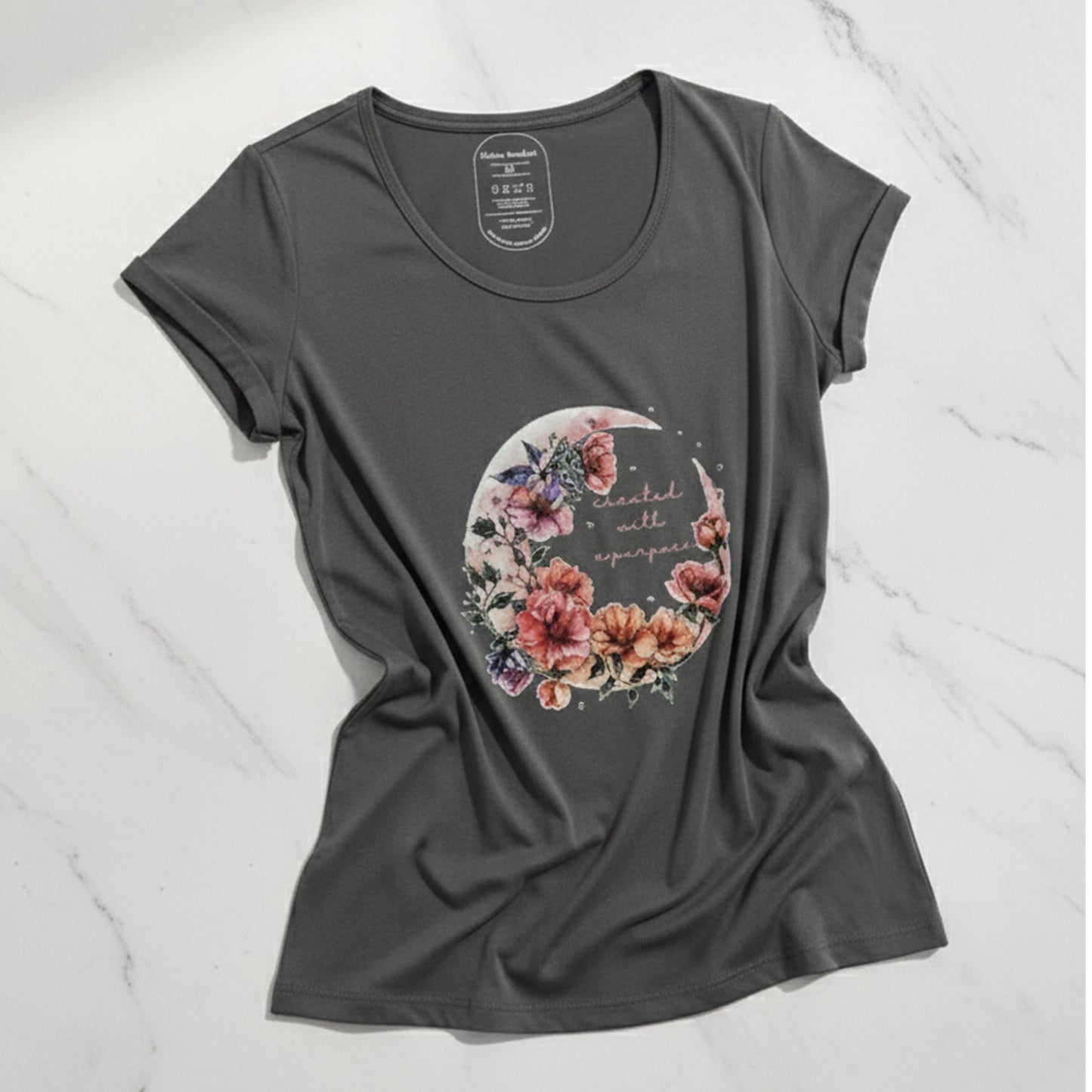 T-shirt Luna Mood Floral grigia - vista frontale