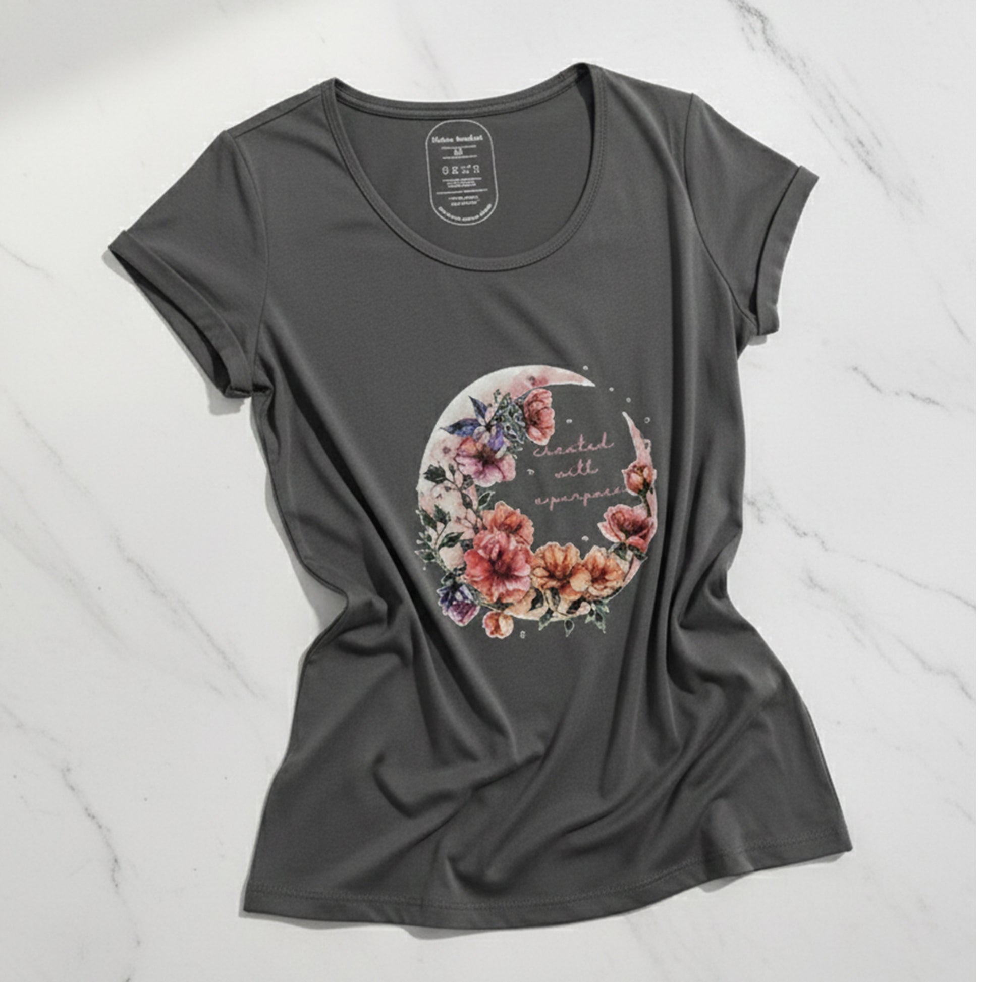 T-shirt Luna Mood Floral grigia - vista frontale