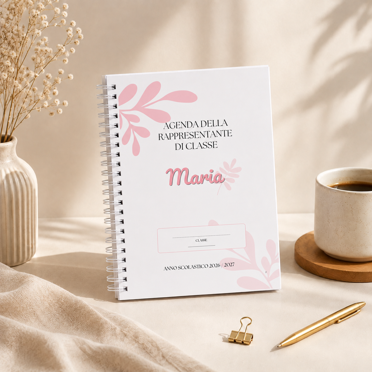 Copertina dell'Agenda della Rappresentante di Classe personalizzata con il nome, anno scolastico 2026/2027