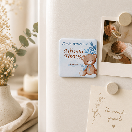 Magnete battesimo personalizzato, design fronte e retro