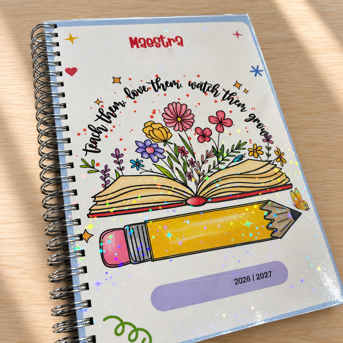 Agenda per l'Insegnante di Sostegno con copertina olografica personalizzata, anno scolastico 2026/2027