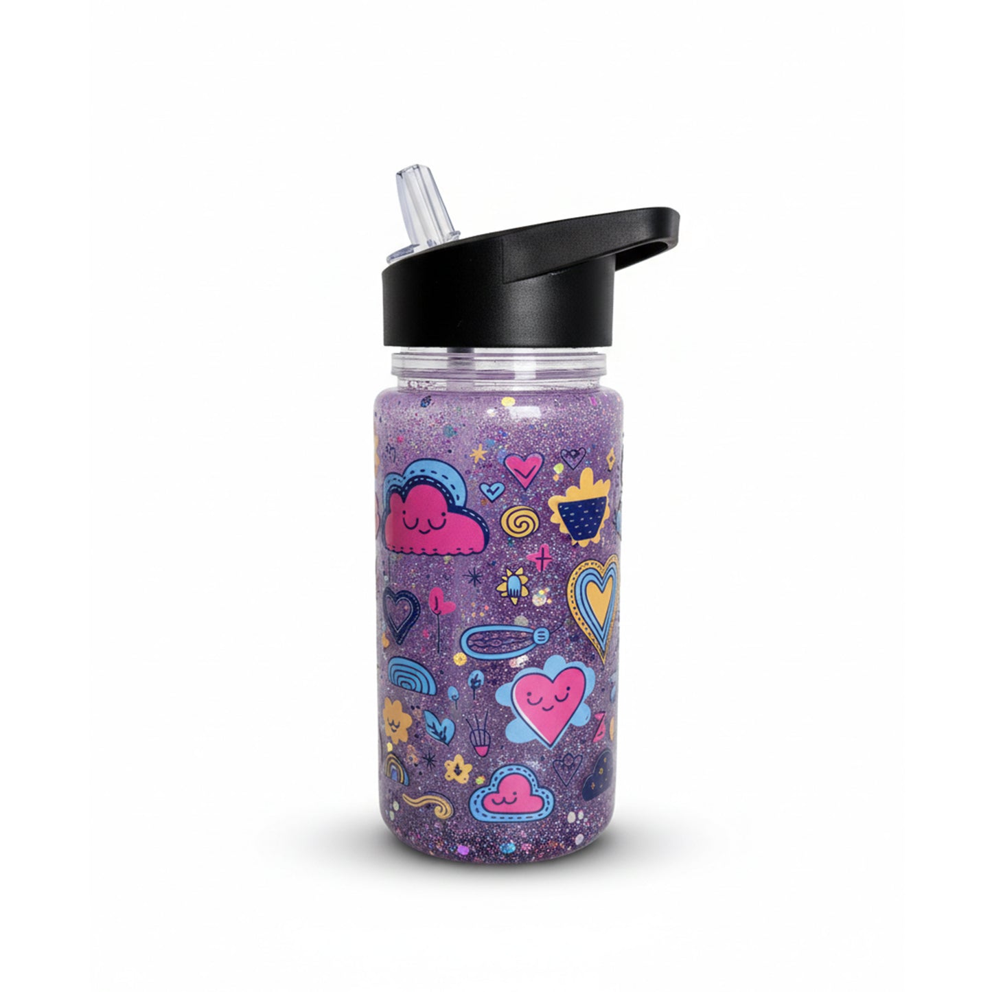 borraccia snowglobe Cute Clouds nuvole rosa, vista frontale