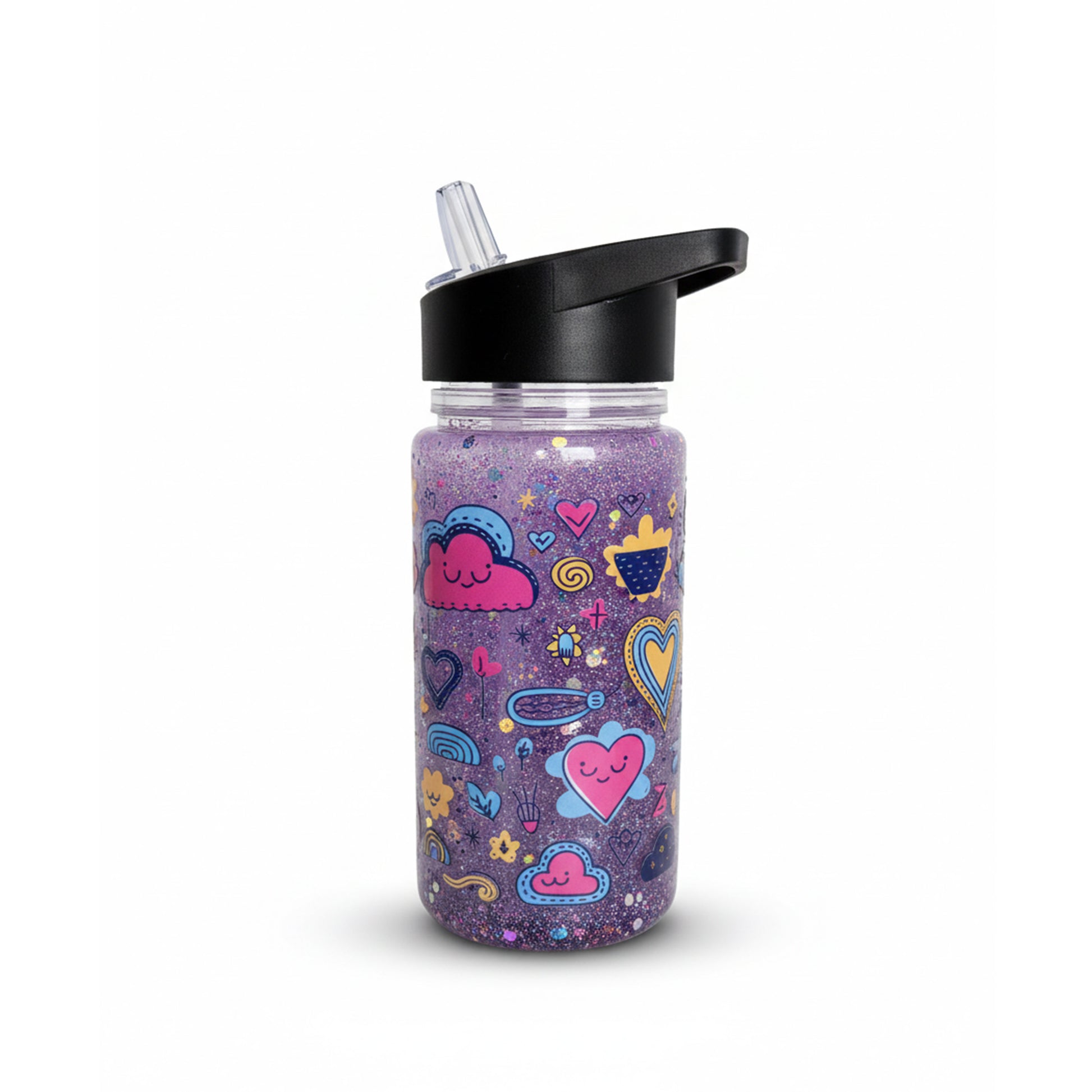 borraccia snowglobe Cute Clouds nuvole rosa, vista frontale