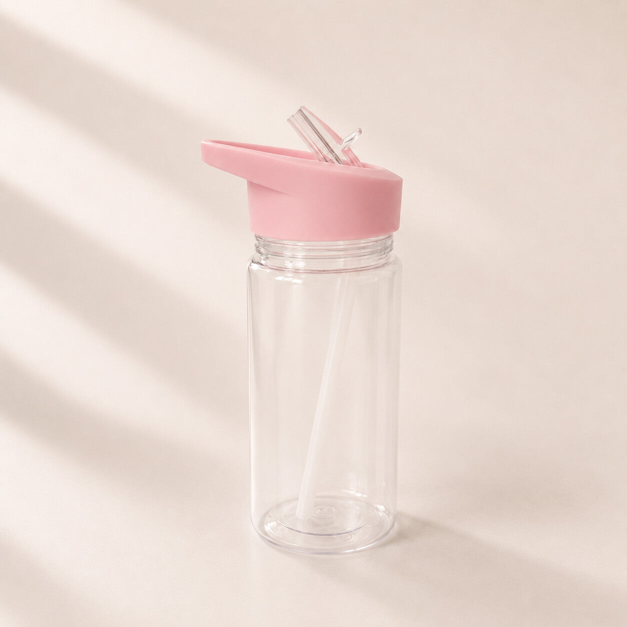 borraccia snowglobe PET vuota tappo rosa, base per personalizzazione made-to-order