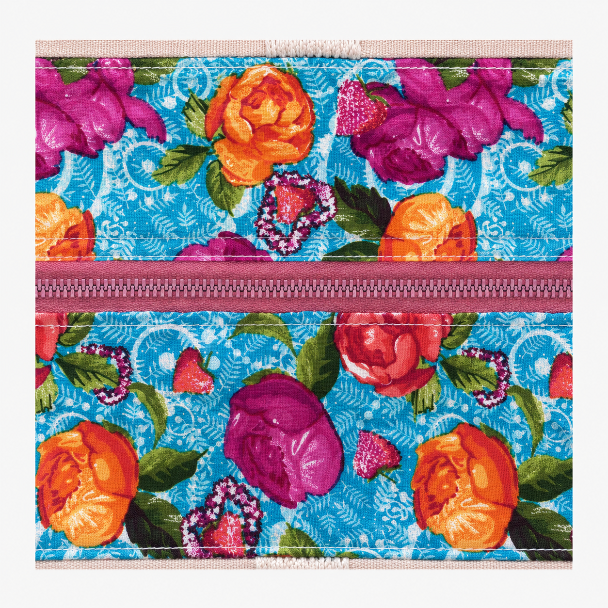 Fuelle Turchese Rose 01 — tessuto laterale per Tote NINA personalizzabile