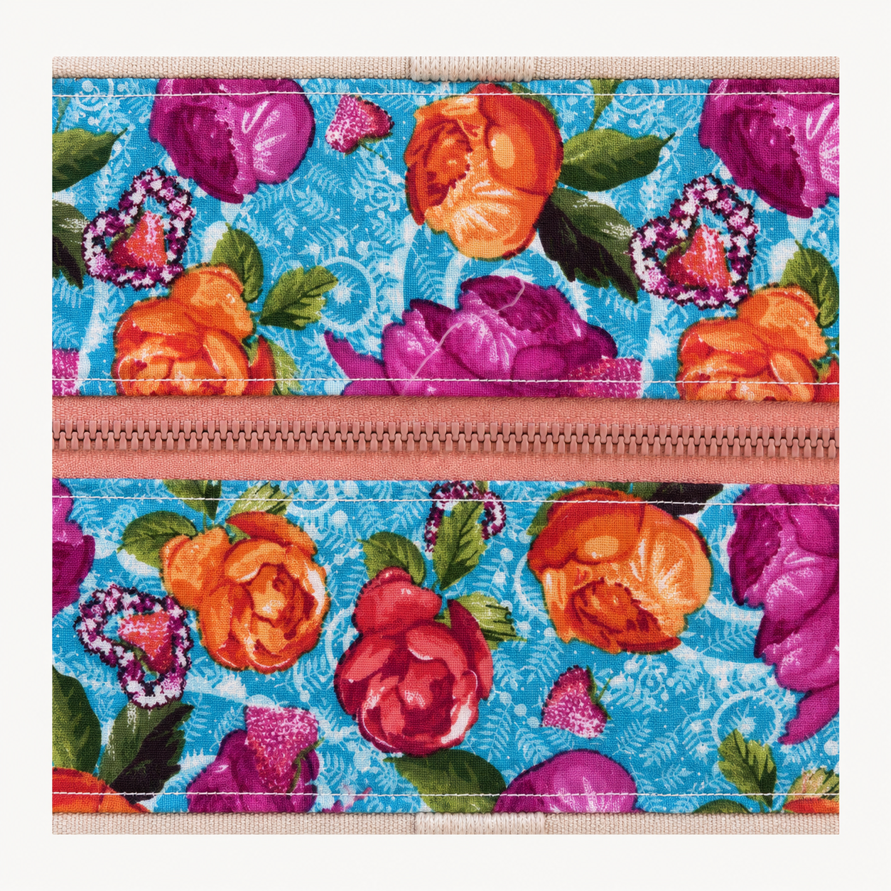 Fuelle Turchese Rose 02 — tessuto laterale per Tote NINA personalizzabile