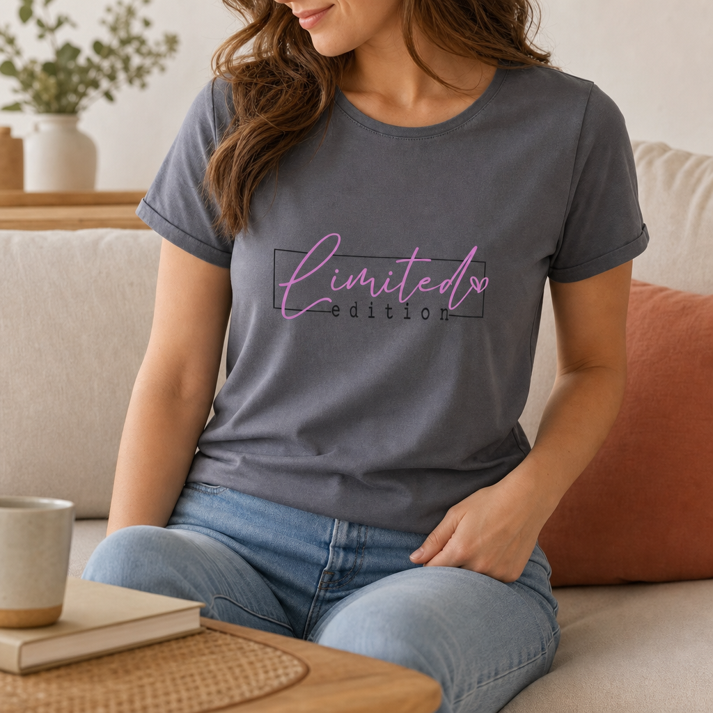 T-shirt 'Limited Edition' Rosa grigia, lifestyle