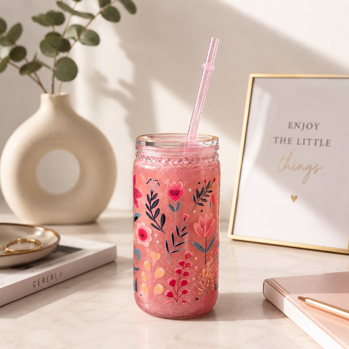 Snowglobe Tumbler Botanical Bloom — Pronta Consegna