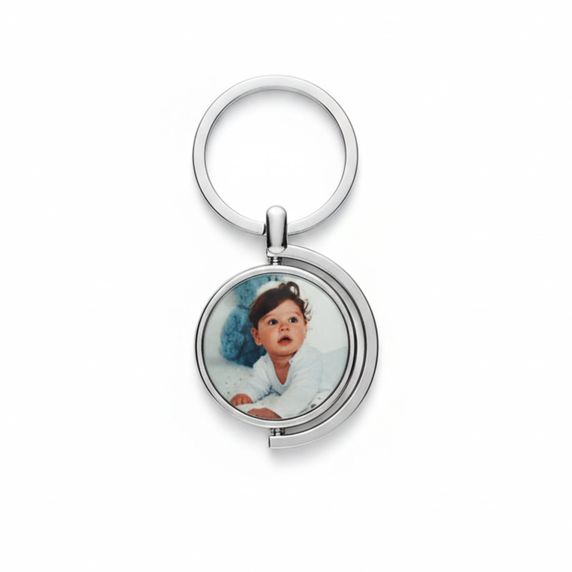 Portachiavi battesimo orsetto azzurro personalizzato - retro