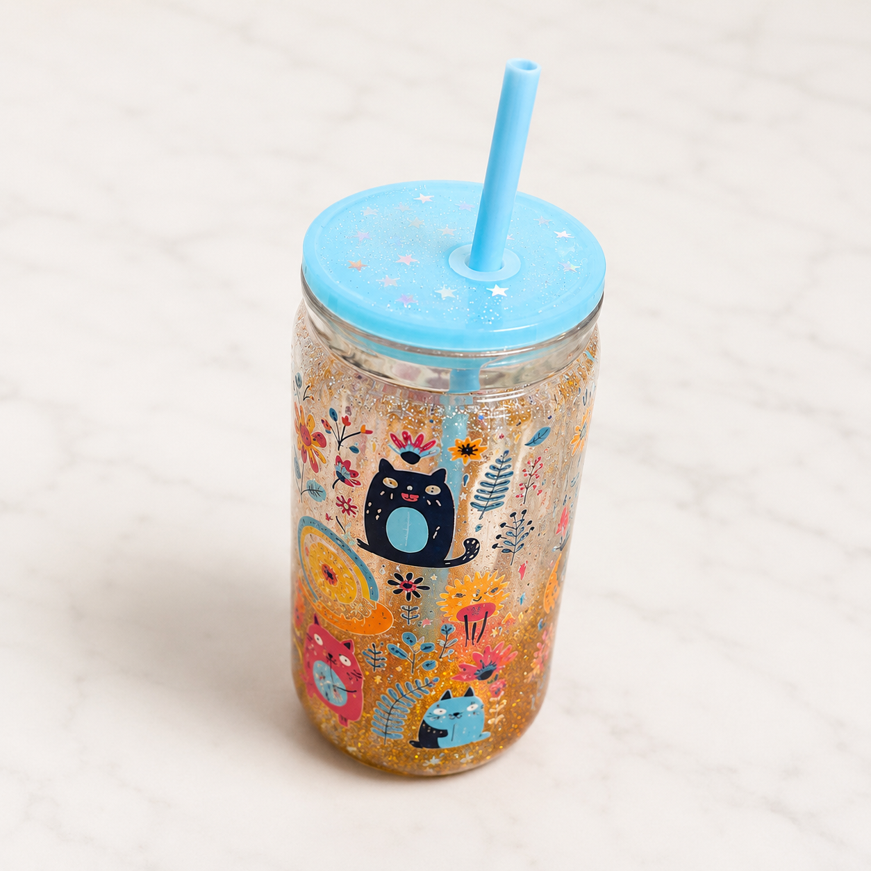 Snowglobe Tumbler Lava Stars Decorato — Pronta Consegna o Personalizzata