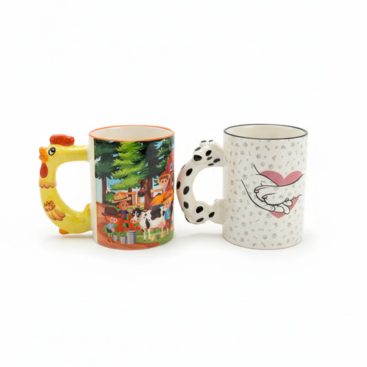 Tazza con manico decorativo personalizzabile in ceramica - fronte