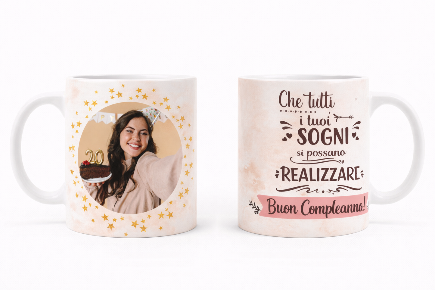 Tazza personalizzata auguri compleanno con foto in ceramica