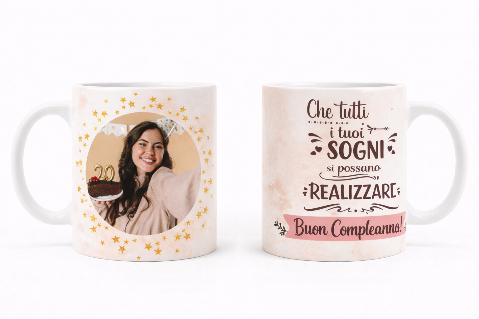 Tazza personalizzata auguri compleanno con foto in ceramica