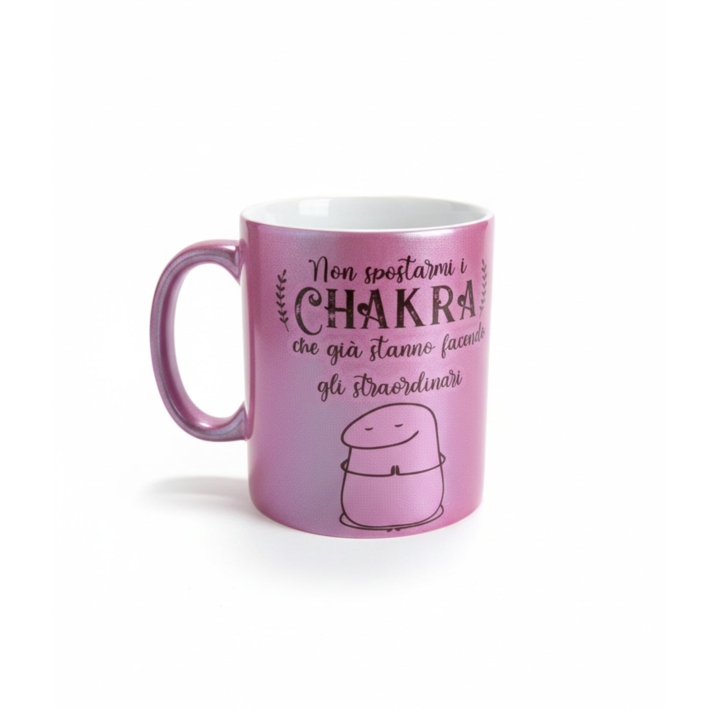 Tazza chakra rosa glitter ceramica - fronte