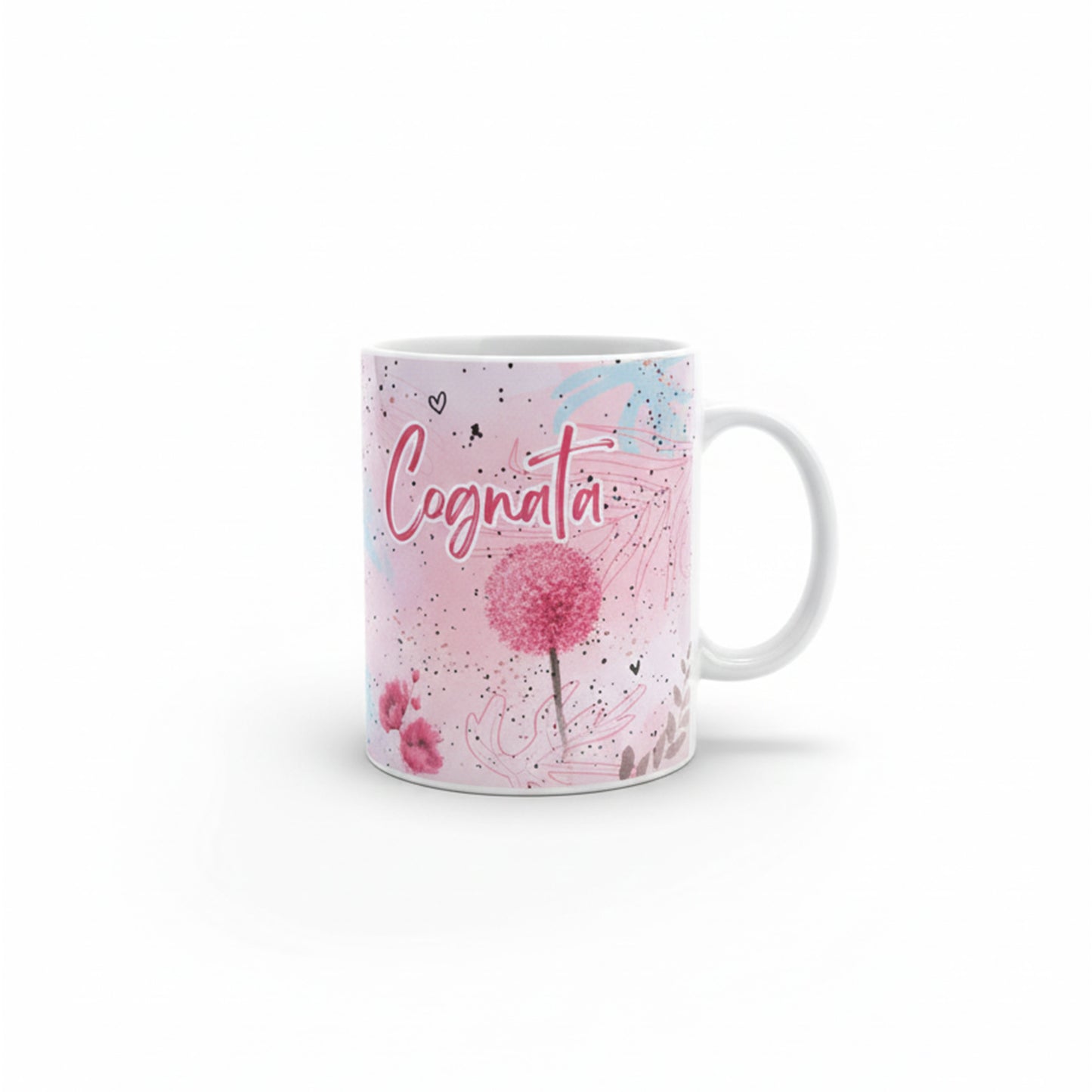 Tazza Cognata rosa floreale in ceramica - fronte