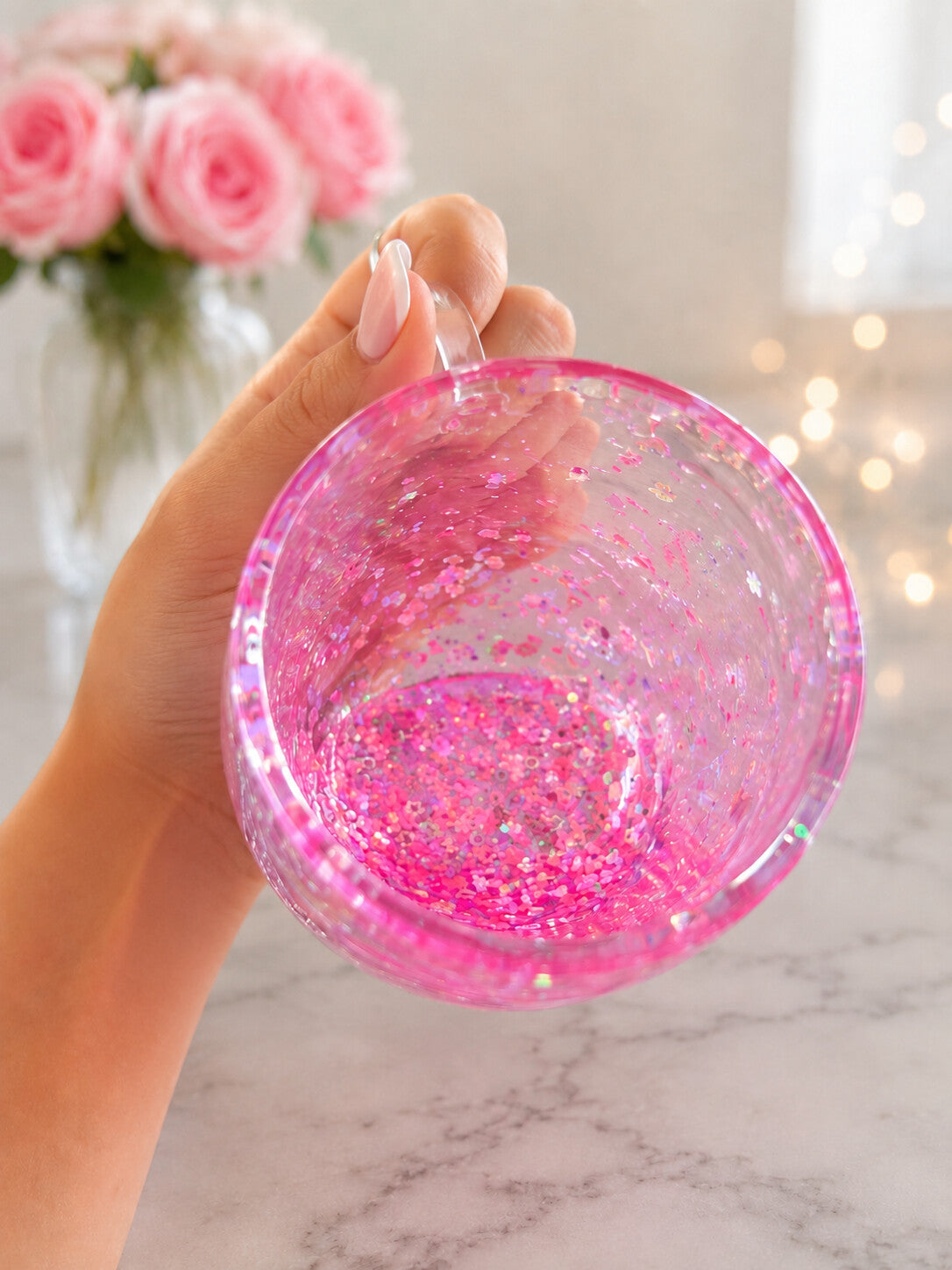 Mug Snow Globe in Vetro con Manico
