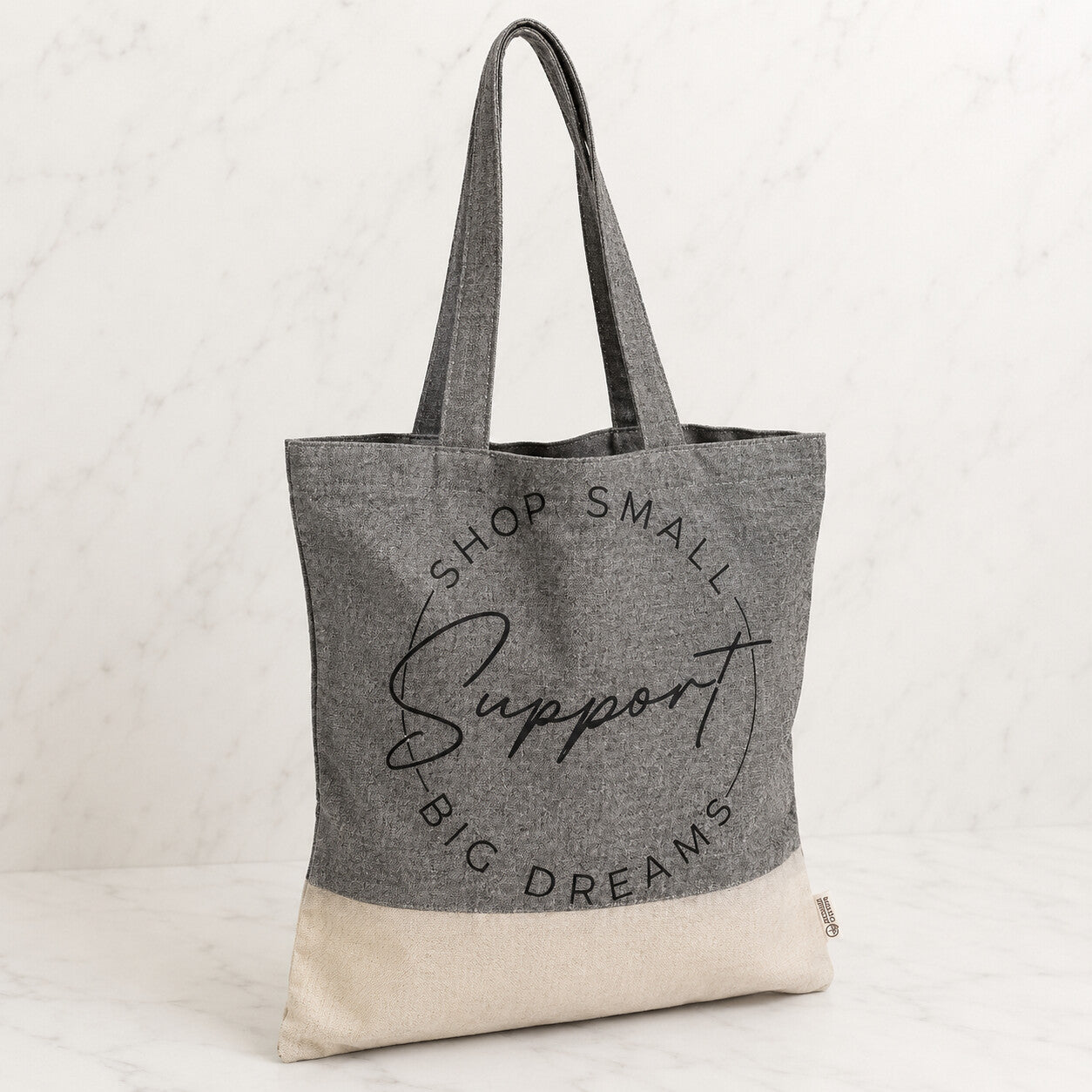 Borsa GAIA cotone riciclato Negra con stampa Support Shop Small Big Dreams