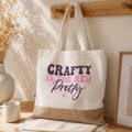 Tote bag cotone naturale e yute con stampa Crafty Is The New Pretty