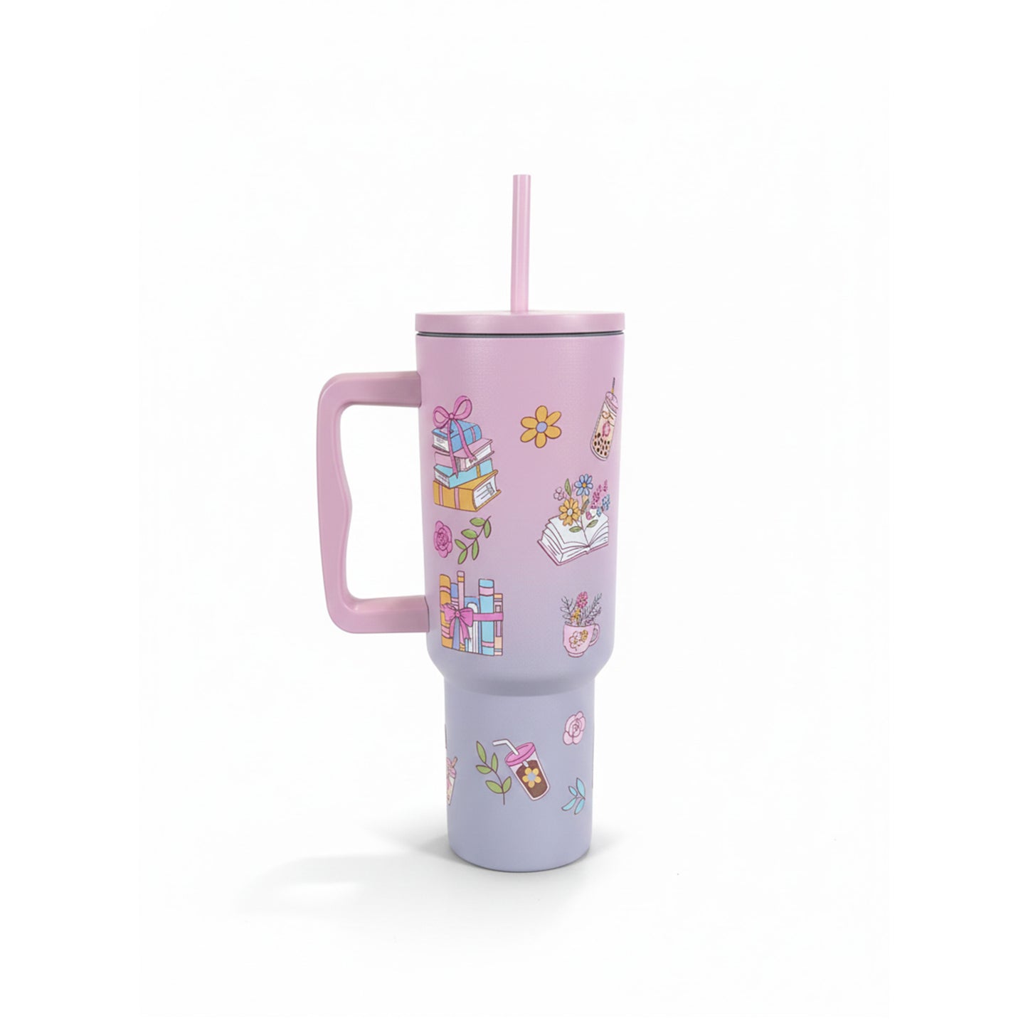 Bicchiere termico 1200ml libri illustrati - retro