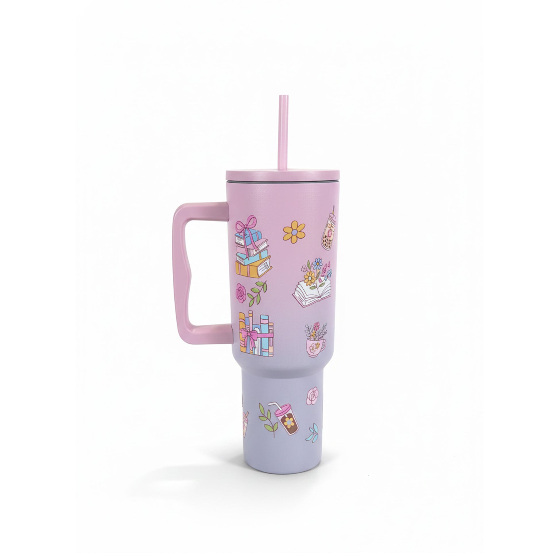 Bicchiere termico 1200ml libri illustrati - retro